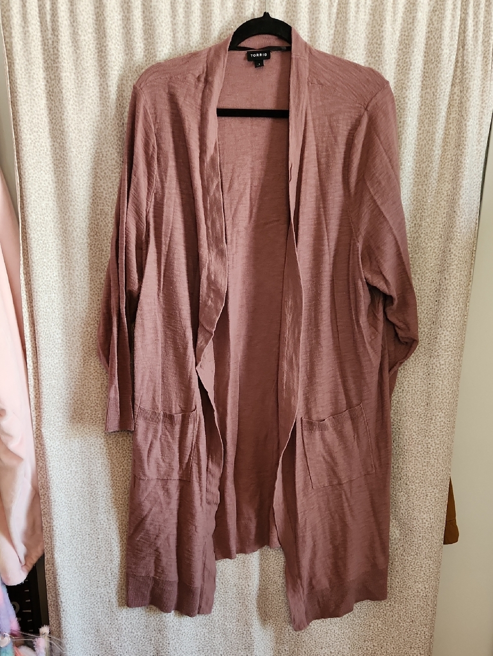 torrid dusty mauve longline open-front cardigan